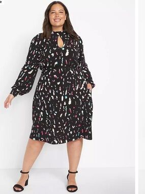Lane Bryant Mock-Neck Fit & Flare Dress